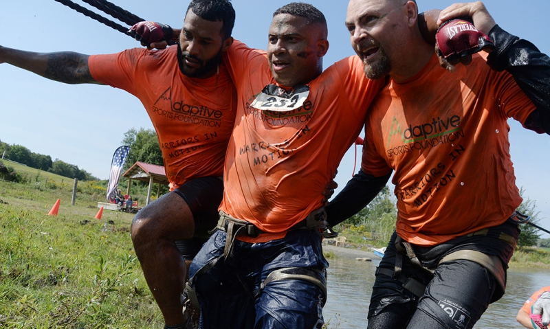 Finishing as a team at the Patriot Highlander Challenge