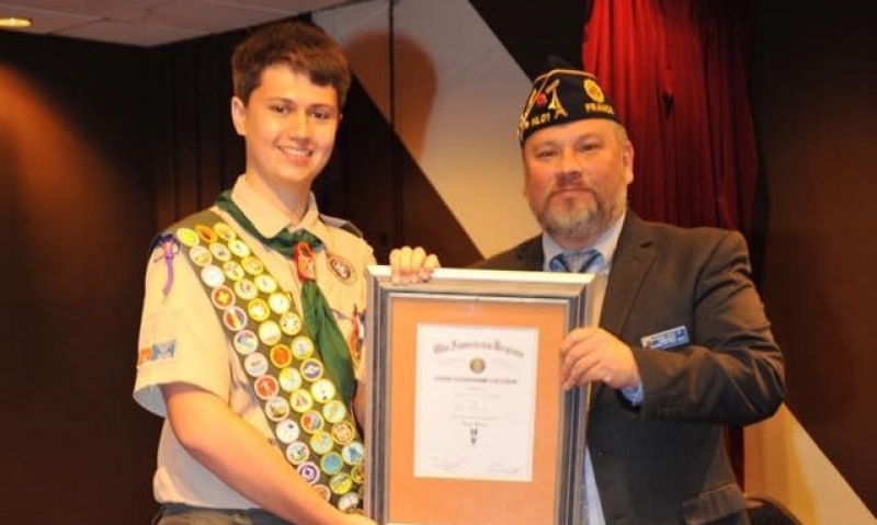 Good Citizenship Citation to Eagle Scout in Netherlands ceremony