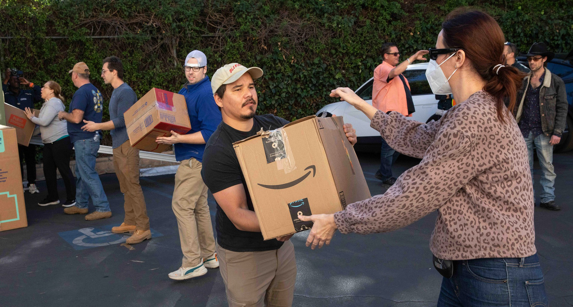 Legion Family and others collect and sort donations at Hollywood Post 43. Photo by Drew Bly