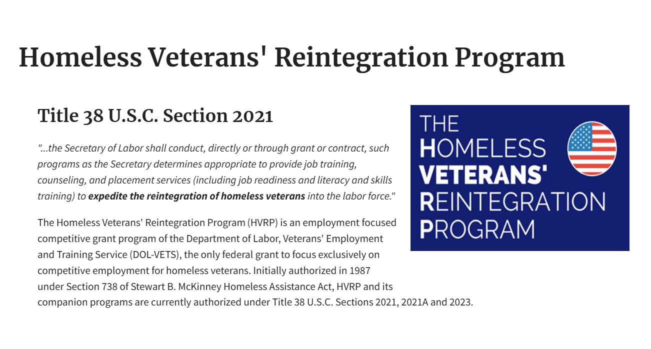 Labor Department announces grants to support services for homeless veterans, those at risk