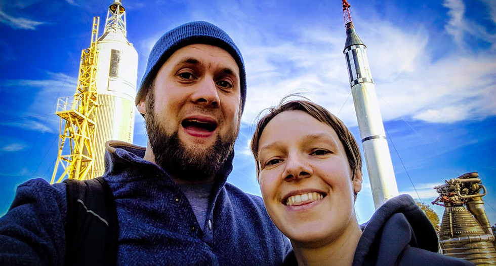 Sri and Katie Benson pose shortly after her cancer diagnosis at their first visit to MD Anderson Cancer Center in Houston, Texas, in December 2018.