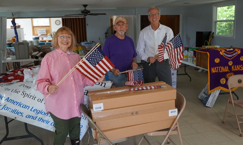 A special delivery of 300 American flags to Kansas post 