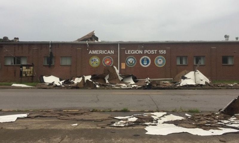 Severe storm tears off roof of centennial Legion post