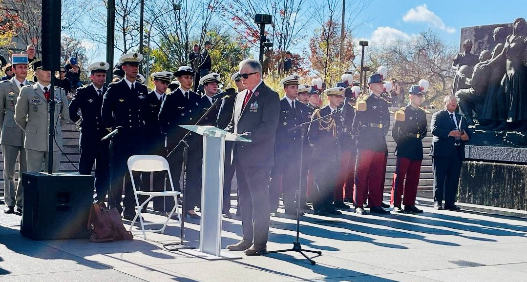 Legionnaire John “Jack” Monahan was the keynote speaker during the “Bells of Peace” ceremony at the National World War I Memorial in Washington, D.C., on Nov. 11. Photo provided