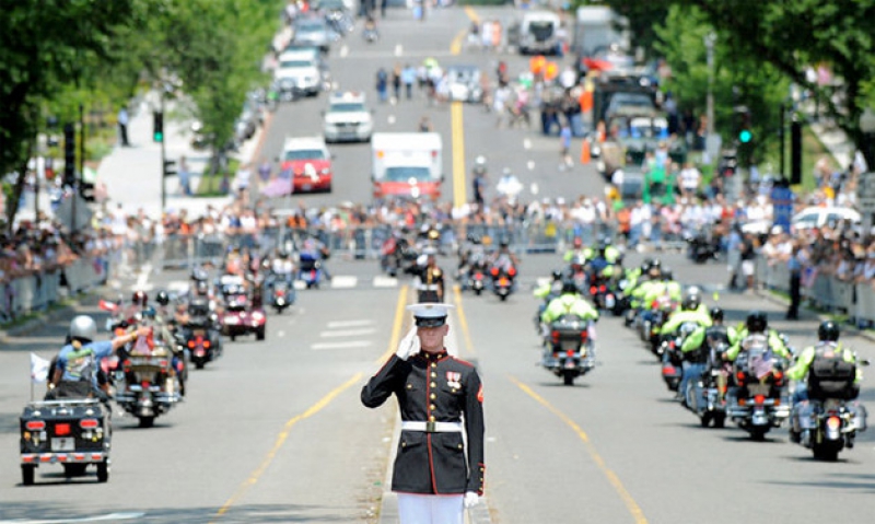 Riders preparing for Rolling Thunder