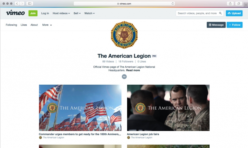 Legion Vimeo Channel houses promotional videos, PSAs