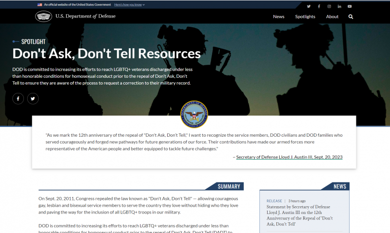 DoD announces effort to make it easier for those discharged for sexual orientation to obtain corrective relief