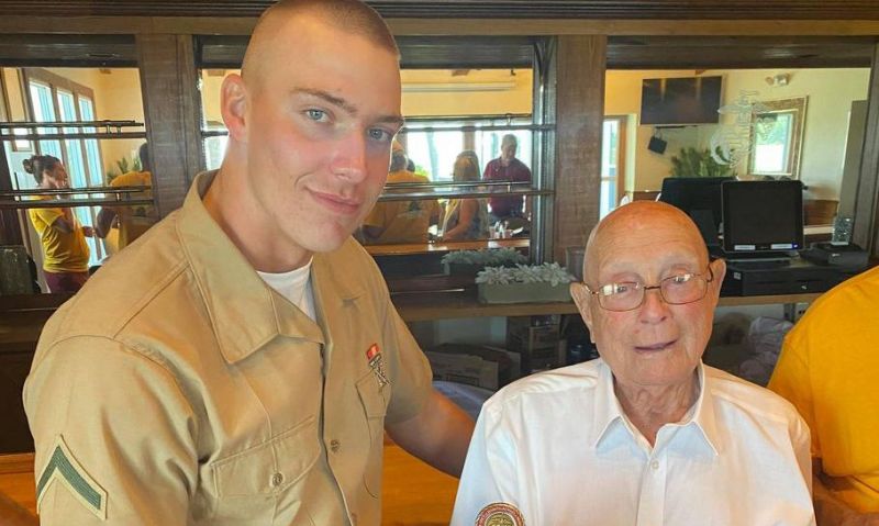 Medal of Honor recipient from Iwo Jima battle welcomes great-grandson into the Marines