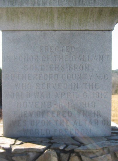 Rutherford and Cleveland Counties World War I Memorial, Hollis