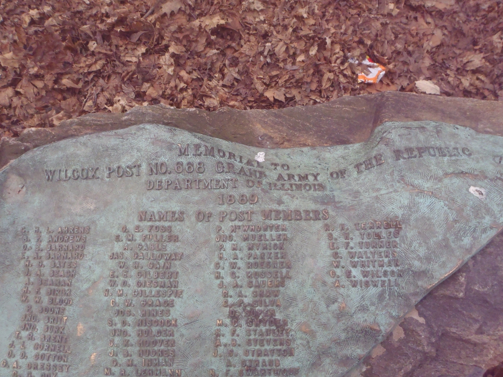 Memorial to Wilcox Post No. 668 Grand Army of the Republic, Department of Illinois 1889.