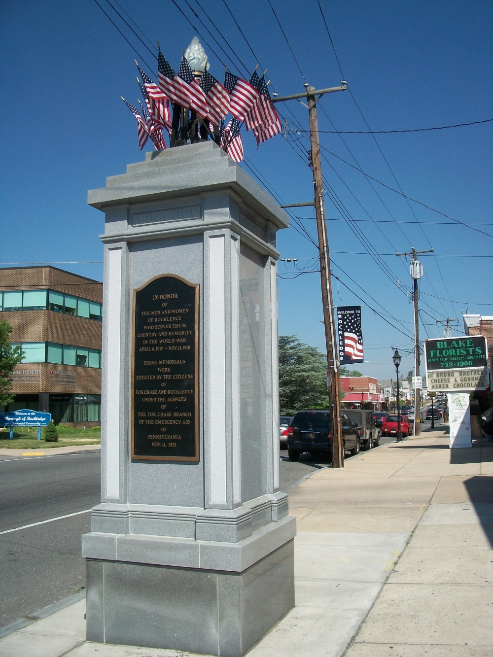 Fox Chase and Rockledge Borough residents that served in WWI .They were constructed to honor those that served.