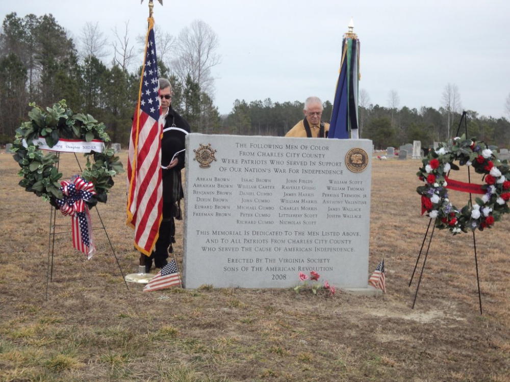 Memorial to Men of Color of Charles City County, Va who fought in the American Revolution