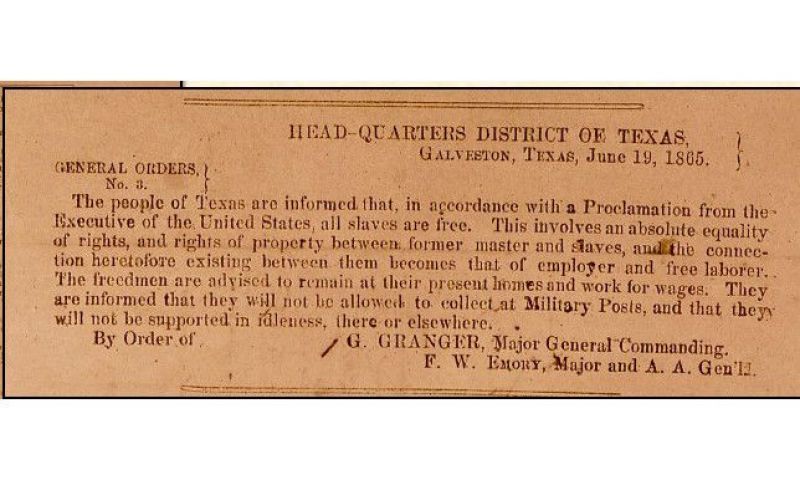 ‘The people of Texas are informed that … all slaves are free’ 