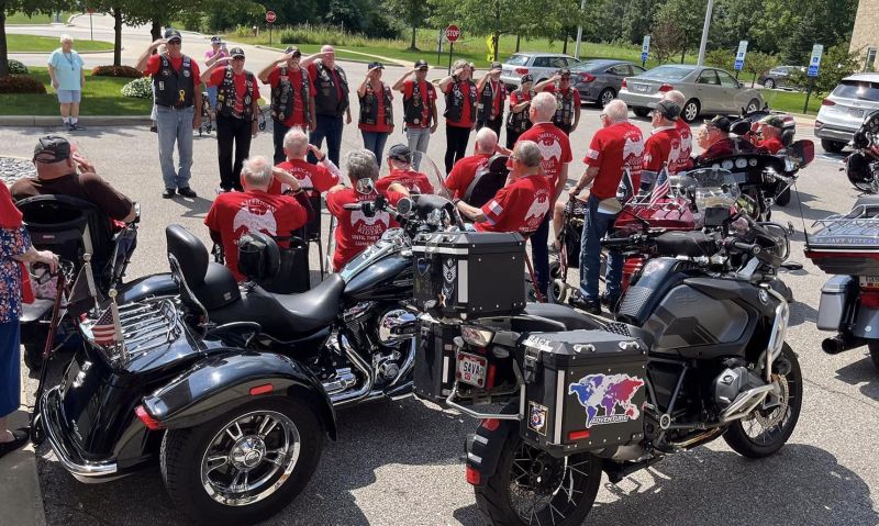 Riders chapter delivers recognition, RED shirts to aging veterans in retirement home
